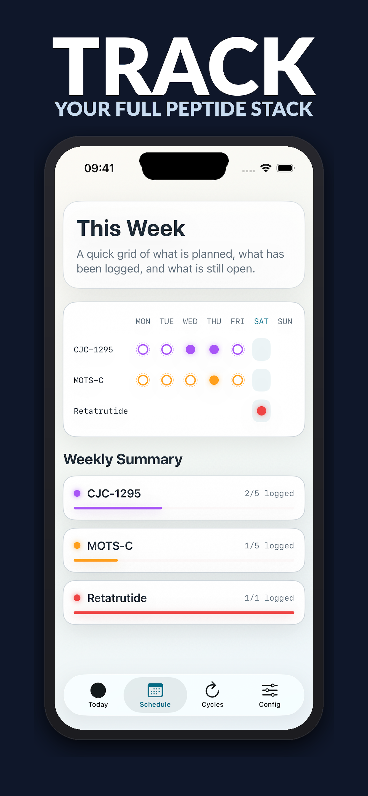 Track your full peptide stack