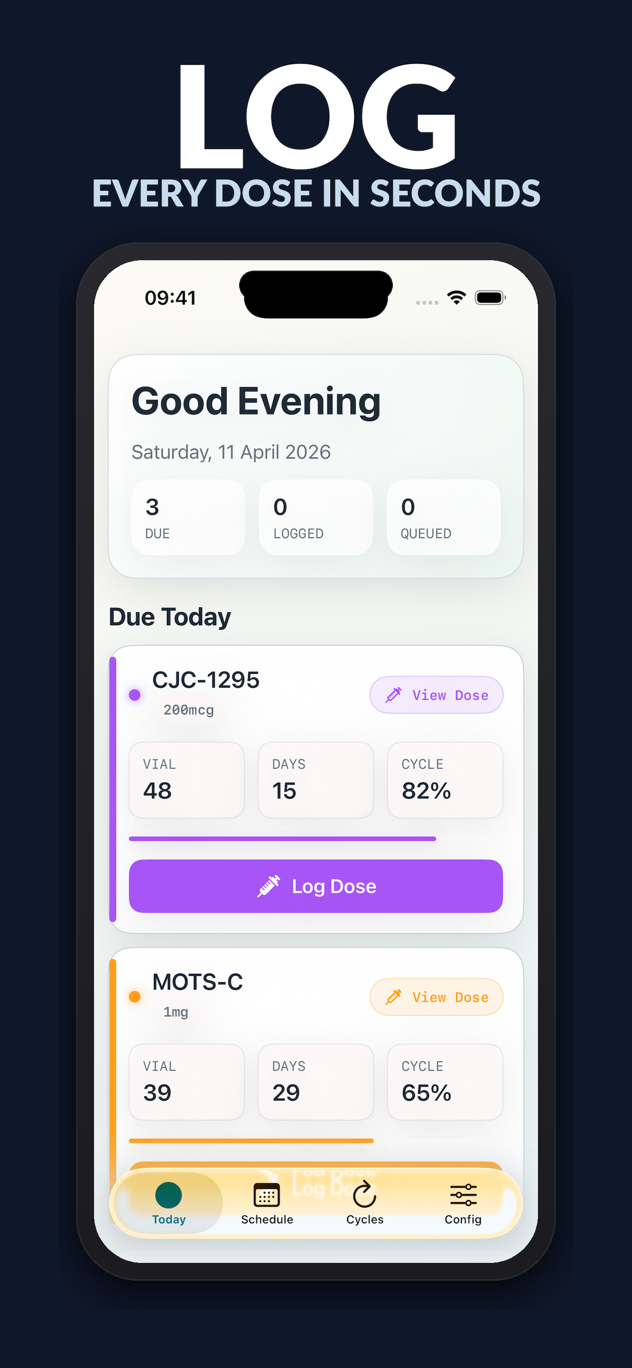 Log every dose in seconds